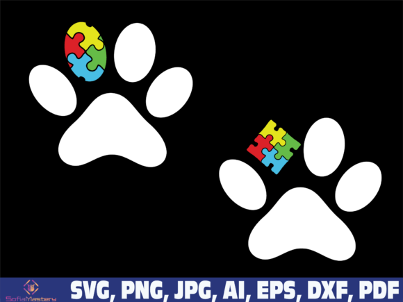 Autism Awareness Day Dog Paw SVG Png